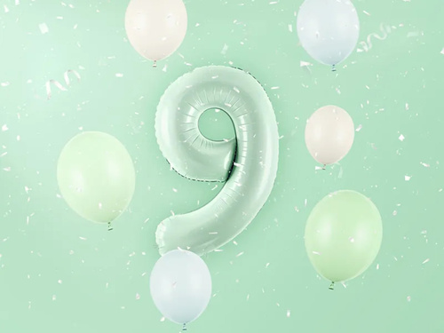 Zöld fóliás lufi 9-es számmal - 72 cm - 1 db.