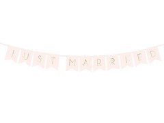 Just Married banner - világos rózsaszín - 155 cm - 1 db.