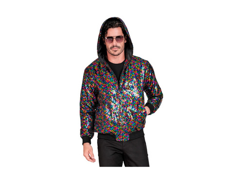 Party flitteres kabát - kapucnis bomber - többszínű