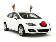 Autódísz Barna rénszarvas szarvak és orr - 1 szett.