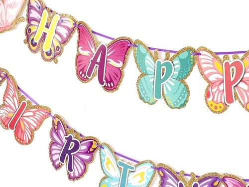 Hapy Születésnapi pillangó füzér - 500 cm - 1 op.