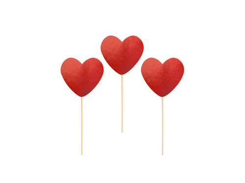 Szívek piros csákányok - 6 db.
