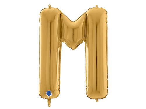Fólialufi arany M betű - 66 cm - 1 db.