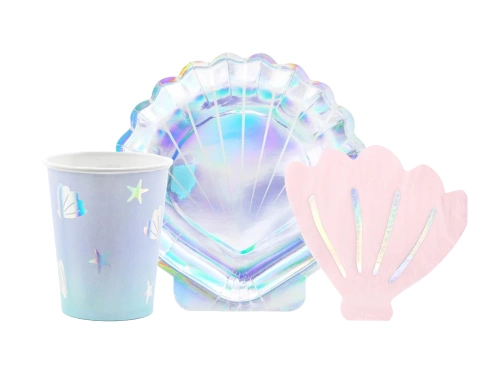 Pohár + tányér + papírszalvéta készlet Víz alatti föld - 44 db.