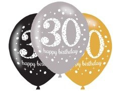 Nyomtatott lufi "30" - 28 cm - 6 db.