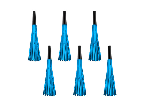 Trombitasípok kitekerve bojtokkal kék - 6 db