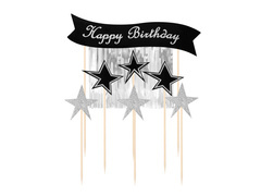 Boldog születésnapot tortadísz ezüst szedőkkel - 7 db.