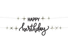 Boldog születésnapot banner fekete - 100 cm - 2 db.