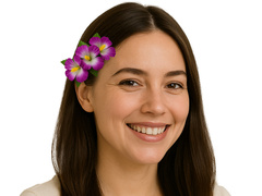 Hawaii virágos kitűző lila - 1 db.