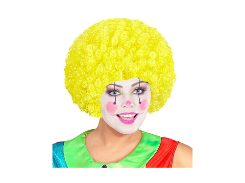 Göndör bohóc paróka sárga afro haj