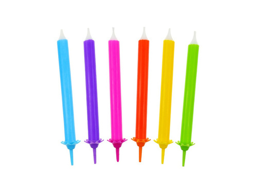 Hosszú szivárványos születésnapi gyertyák - 12 db.