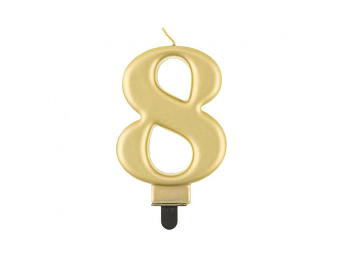 Fémszínű arany számgyertya - 8 - nyolc - nyolc