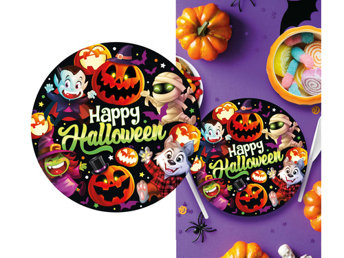 Halloween papírtányér Little Monsters - 23 cm - 6 db.