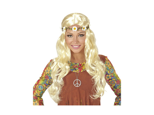 Szőke hippi paróka százszorszép fejpánttal