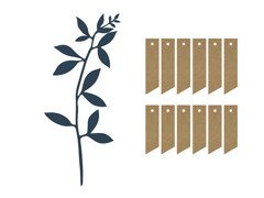 Díszítő gallyak levelekkel tengerészkék - 6 db.