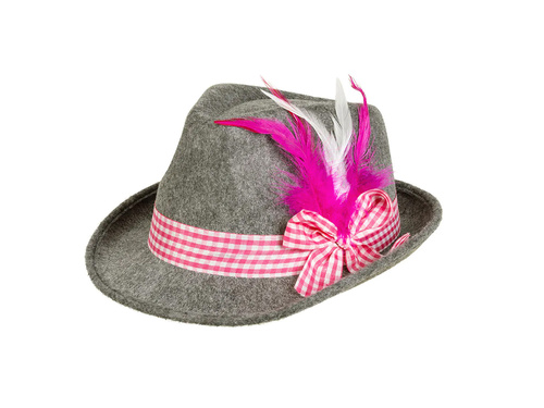 Bajor kalap rózsaszín tollakkal - 1 db.