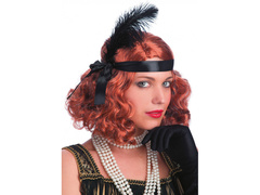 Retro paróka fejpánttal és tollal - 1 db.