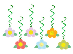 Akasztós dekoráció Tavaszi virágok - 6 db.