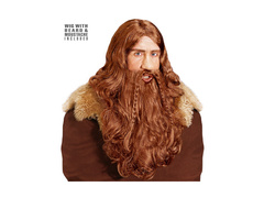 Barna viking paróka szakállal és bajusszal