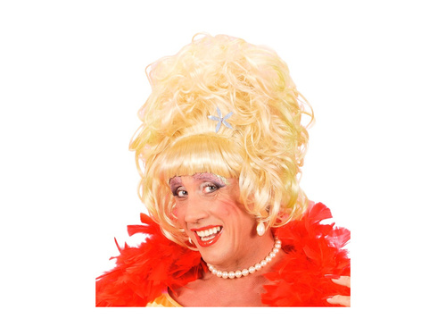 Szőke Drag Queen paróka virággal