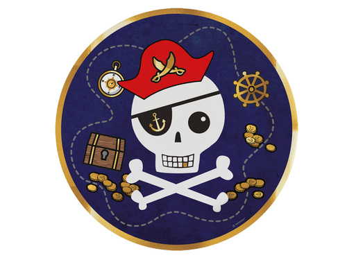 Kalóz térkép születésnapi tányér - 23 cm - 8 db.