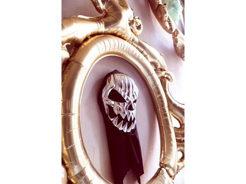 Csuklyás koponya maszk - 18.5x24.5cm - 1 db.