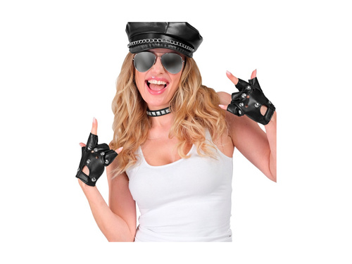 Ujjatlan szegecselt bőrkesztyű