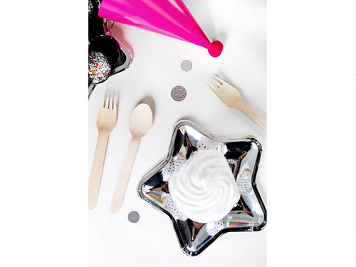 Ezüst csillagos papírtányérok - 18 cm - 6 db.