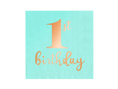 Születésnapi szalvéták 1. születésnapra türkizkék - 33 cm - 10 db.