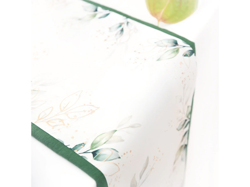 Asztali futó dekoráció zöld levelekkel - 28 cm x 275 cm - 1 db.