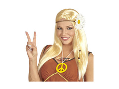 Szőke hippi paróka százszorszép fejpánttal