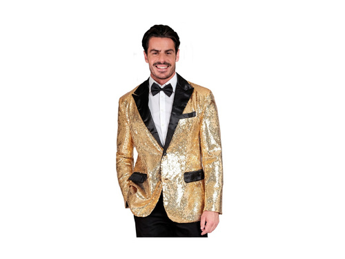 Party Fashion - arany flitteres blézer szatén gallérral és zsebekkel