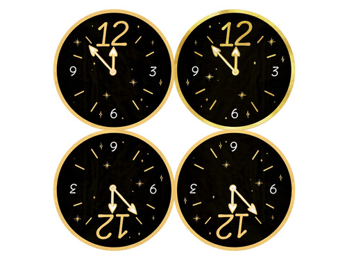 Szilveszteri óra Boldog új évet szalvéta fekete - 33 cm - 10 db.