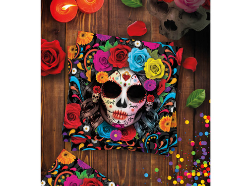 Mexikói koponyás Halloween szalvéta - 33 cm - 12 db.