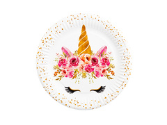 Egyszarvú születésnapi papírtányér - 18 cm - 6 db.