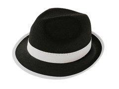 MICHAEL JACKSON gengszter kalap fekete fehér szegéllyel - 1 db.
