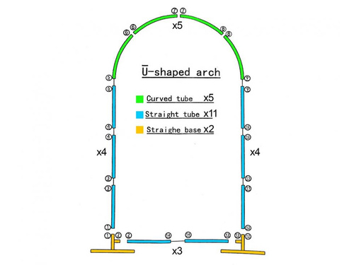 Léggömb íves keret arany - 120 x 220 cm - 1 db.