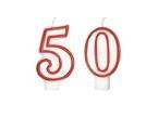 Számgyertyák piros peremmel - 50 - ötven - 2 db.