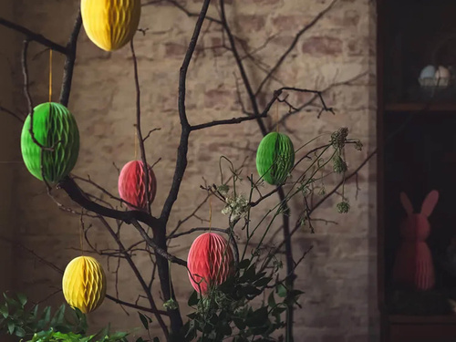 Akasztós rózsadísz tojás sárga - 12 cm - 1 db.