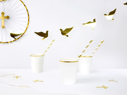 Fémezett csőszívószálak fehér és arany - 10 db.