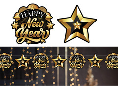 Szilveszteri csillagok Boldog új évet füzér - 300 cm - 1 db.