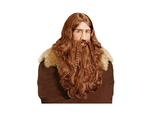 Barna viking paróka szakállal és bajusszal