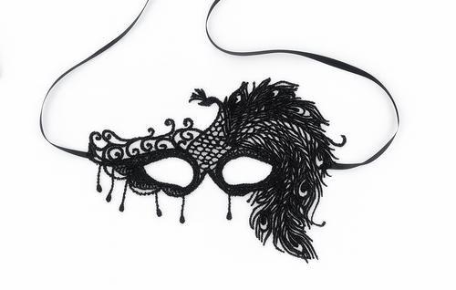 Csipke farsangi maszk fekete - 1 db.