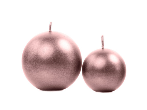 Fém gömbgyertya, arany rózsaszín - 8 cm - 1 db.