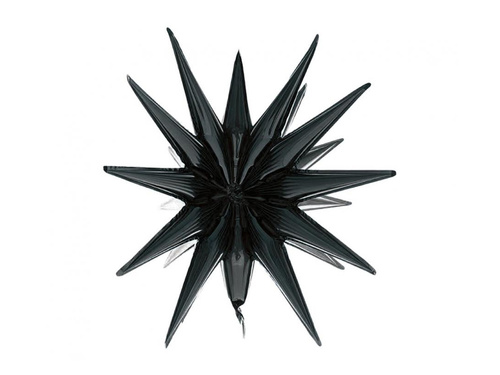 3D fagyasztott fekete csillag fólialufi - 50 x 46 cm - 1 db.