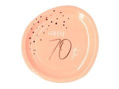 Boldog 70. barackos születésnapot tányérok - 23 cm - 8 db.