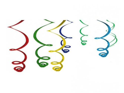 Örvényes, többszínű függő dekoráció - 56 cm - 12 db.