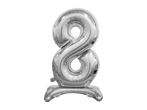 Álló fólialufi 8-as számú lufi ezüst - 74 cm