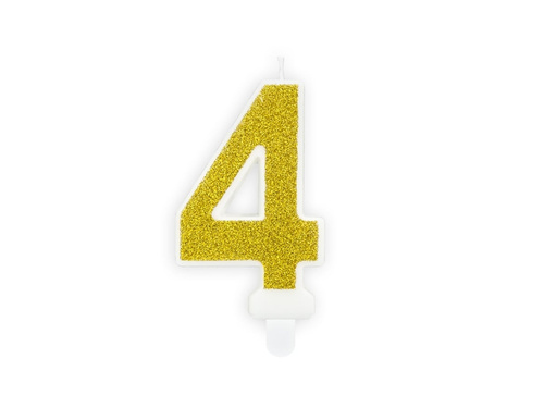 Számgyertya csillámmal - 4 - 1 db.