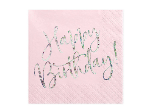 Élénk rózsaszín Boldog születésnapot szalvéták - 33 cm - 20 db.